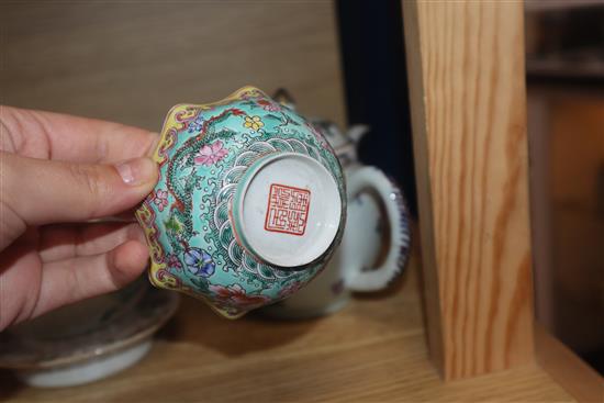 A late 18th century Chinese Imari small bowl, decorated with flowers, together with a group of assorted 18th century and later Chinese